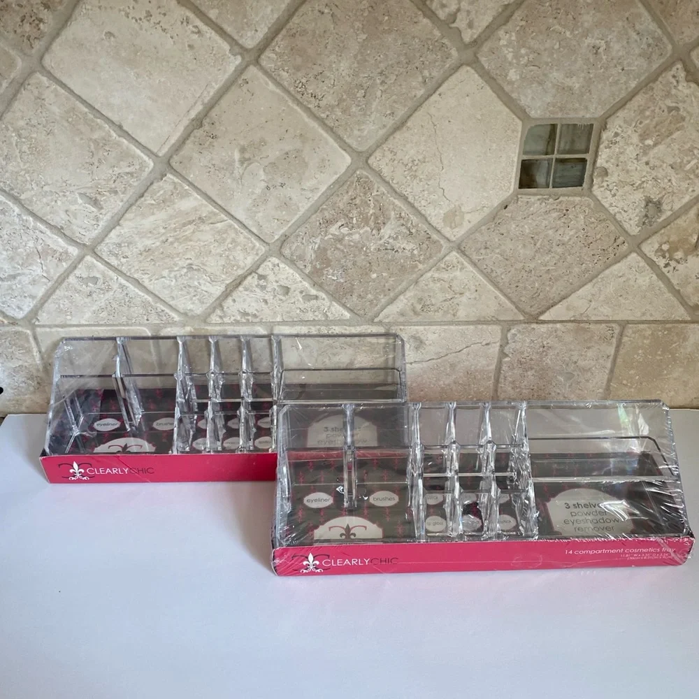 2 Clear Acrylic Make-Up Toiletry Organizers New with Tags